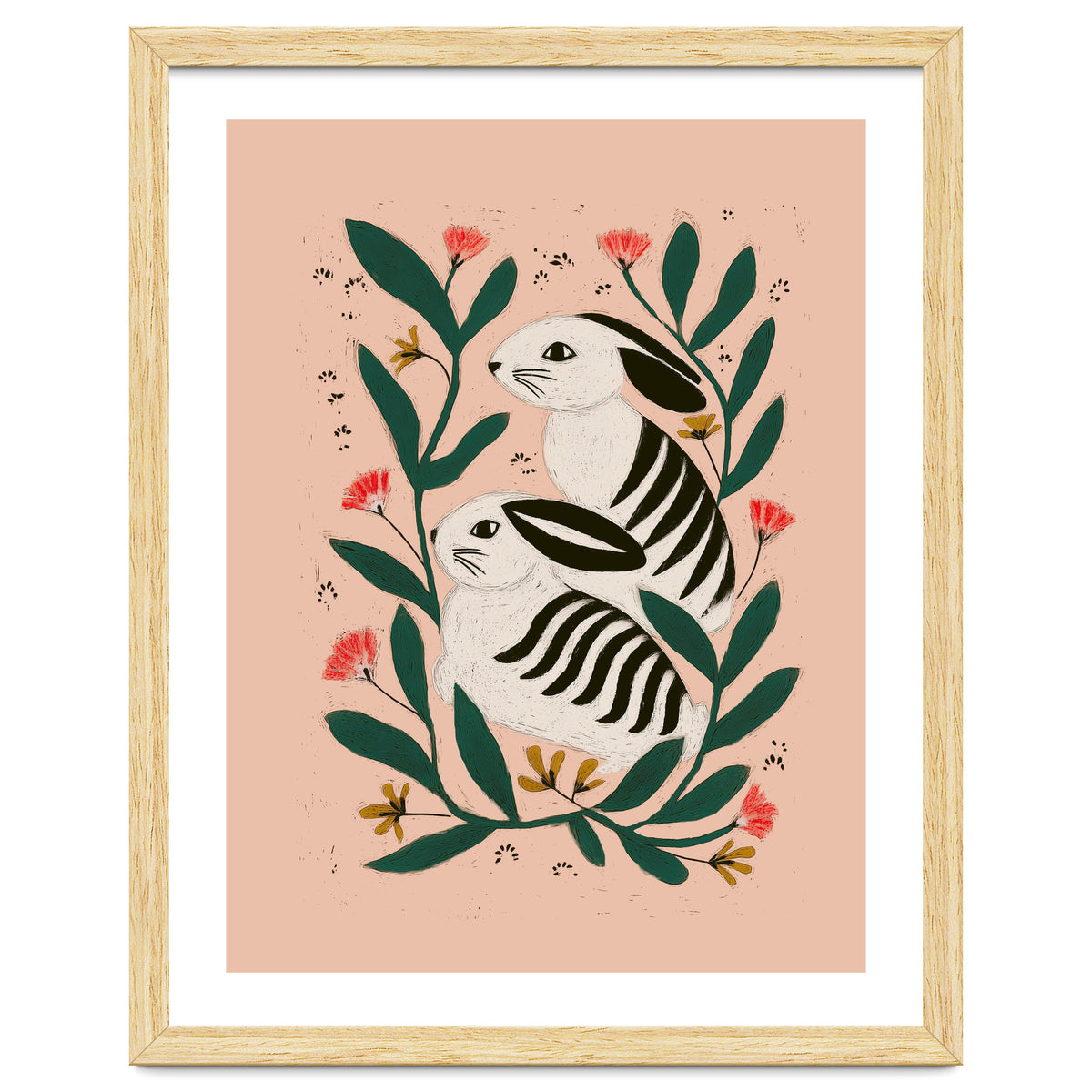 Hares Among Flowers