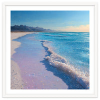 Sparkling Pastel Shoreline with Glittering Turquoise Waves
