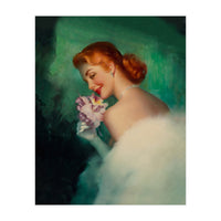 Portrait Of A Pinup Bride In White Dress And A Flower Boukuet (Print Only)