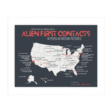 USA Map of Alien First Contacts in Movies (Print Only) thumbnail