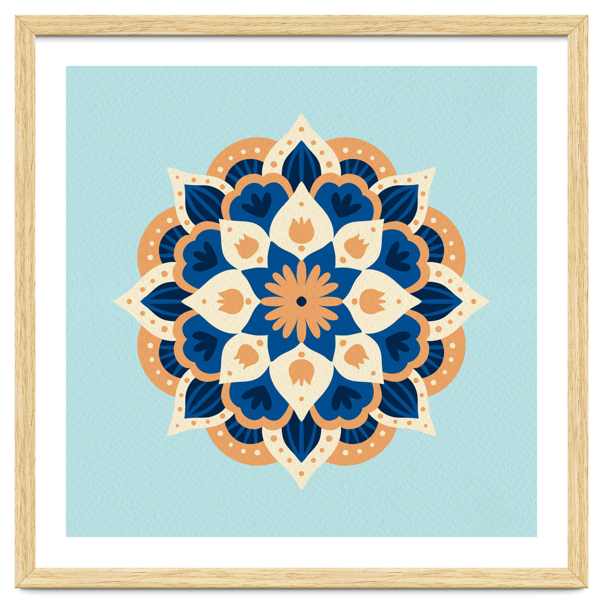 Mandala flower - orange and blue