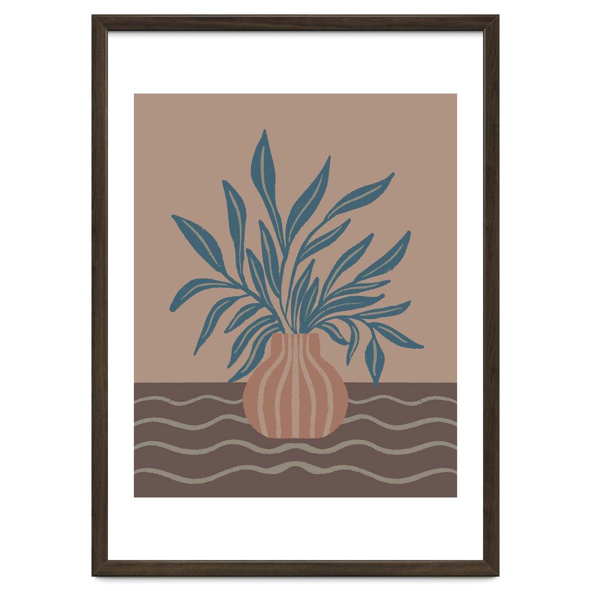 Modern Vase with Tropical Leaves