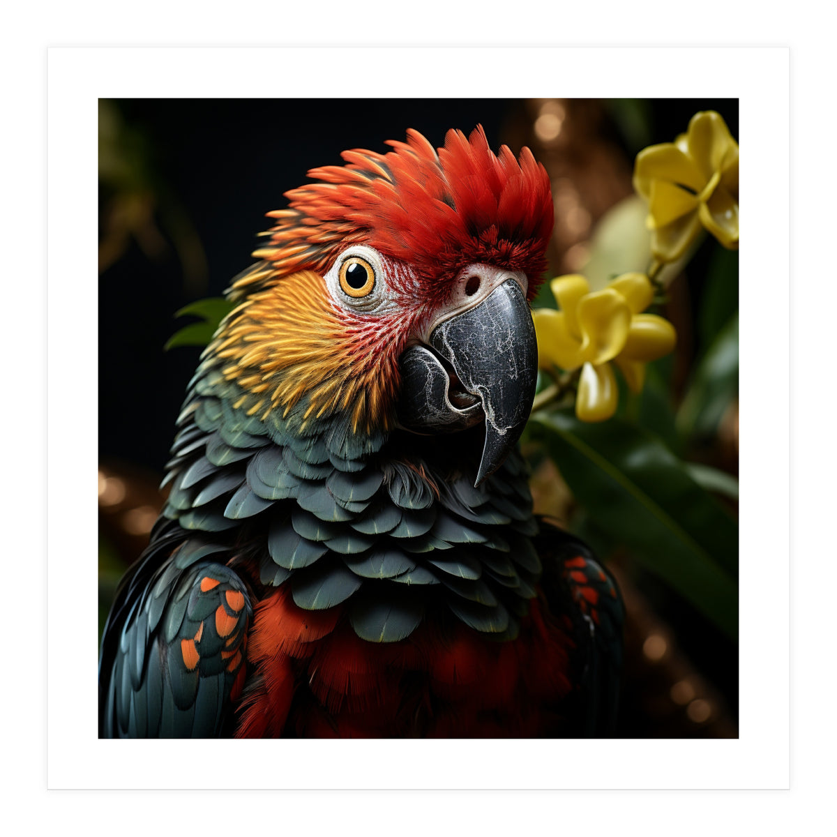 Vibrant Macaw Parrot With Red And Yellow (Print Only)