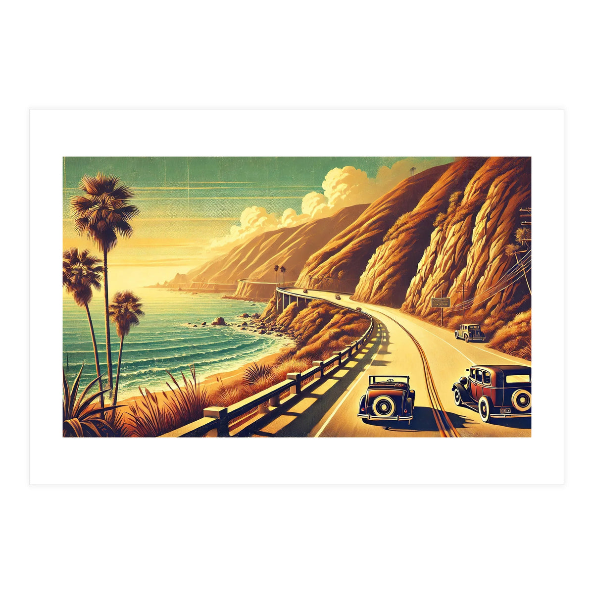 Vintage Coastal Road Journey Poster (Print Only)