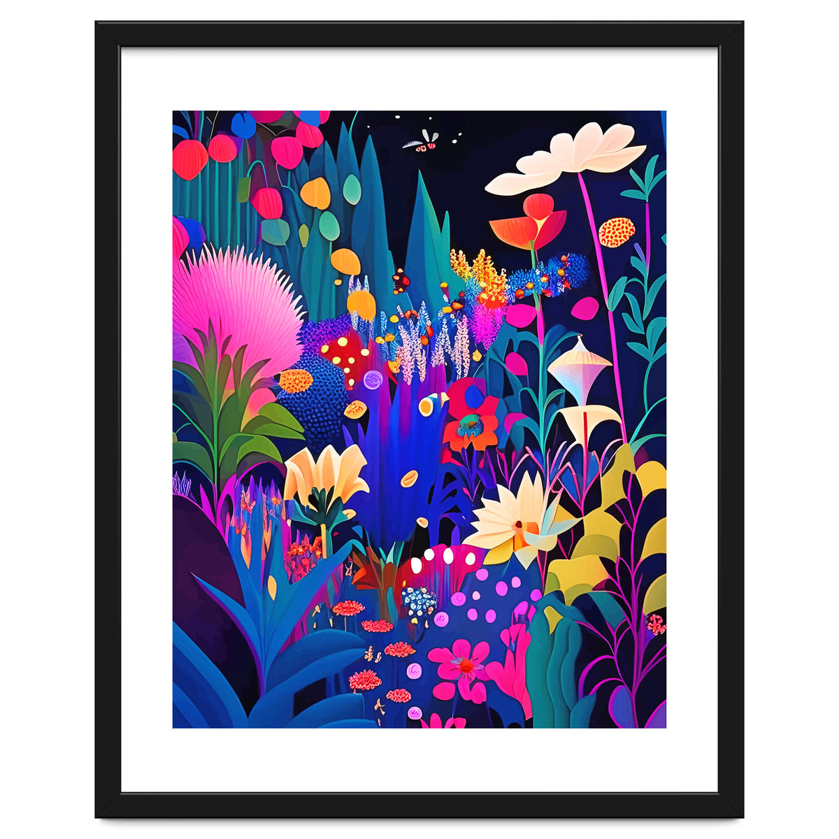 Surreal Emotions, Abstract Colorful Bold Botanical Nature Garden, Eclectic Boho Bohemian Modern Contemporary Graphic Design Painting