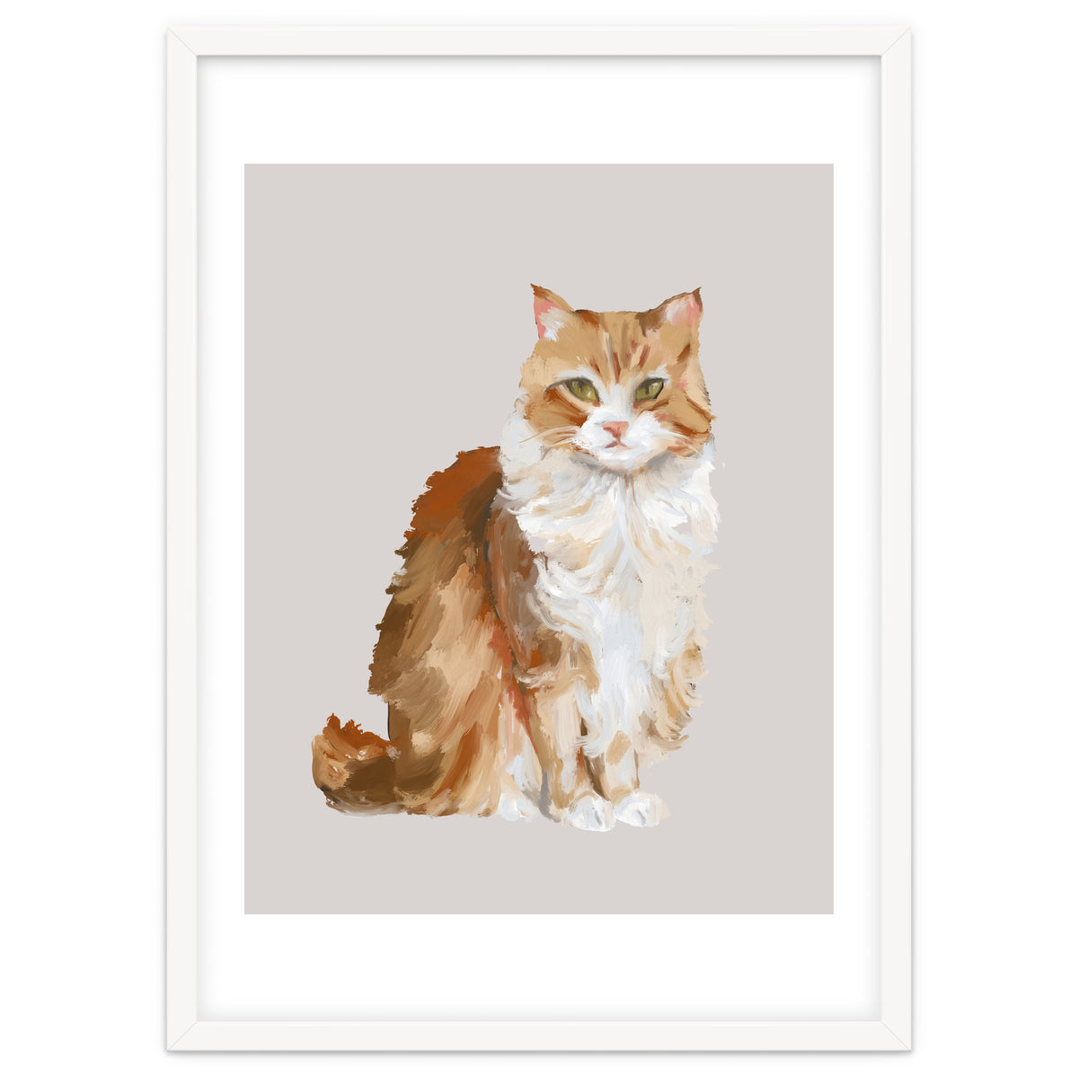 Handpainted messy oil painting of furry baby cat