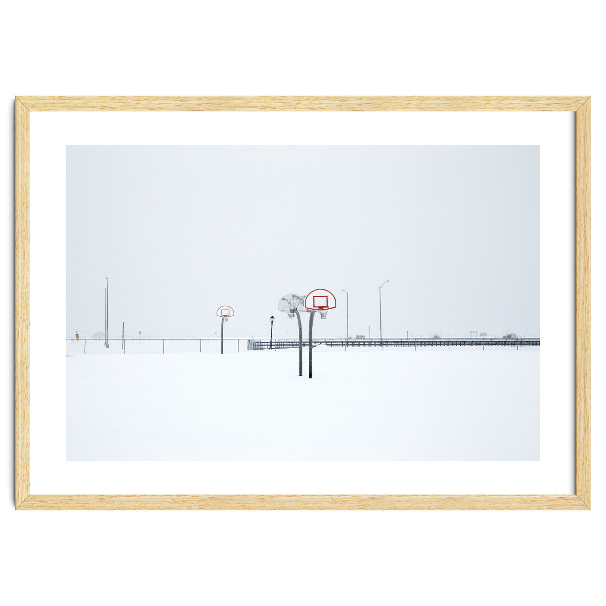 Snow-covered Basketball court