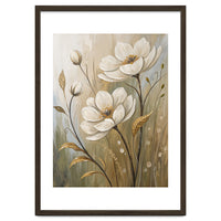 Elegant White Anemone Floral Oil Painting