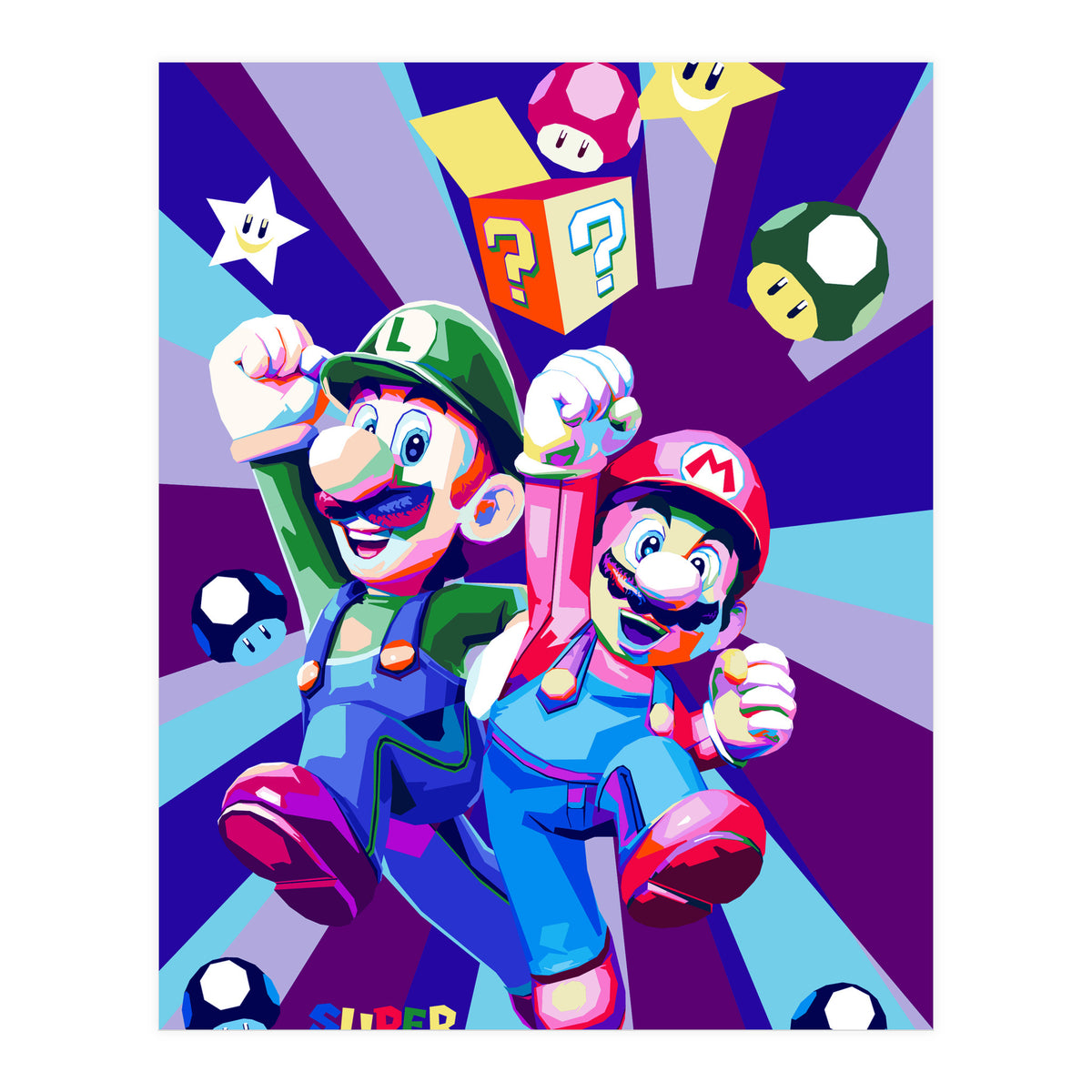 Mario Luigi Popart Cartoon Pop Art (Print Only)