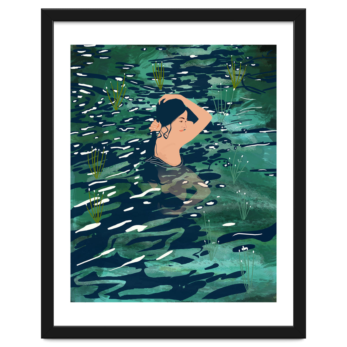 The Birth Of A Lake, Wild Nature Landscape Painting, Bohemian Woman Free Spirit