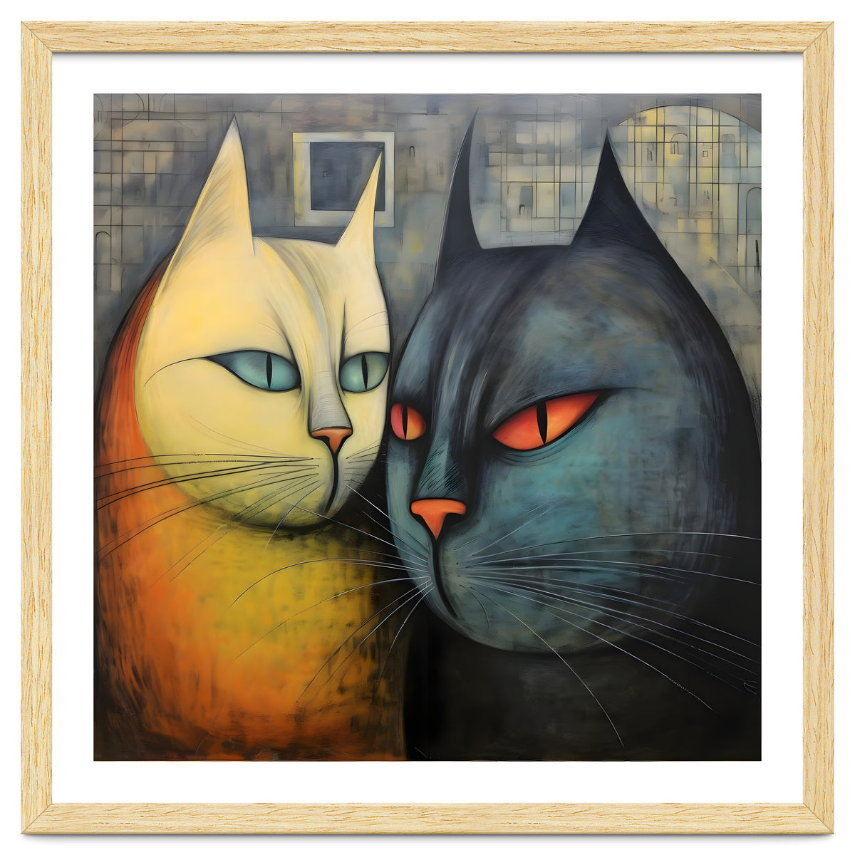 FURRY FRIENDS: GOLDIE AND CHARCOAL, lively duo of animated cats – green eyes, orange eyes. Whiskers charm.