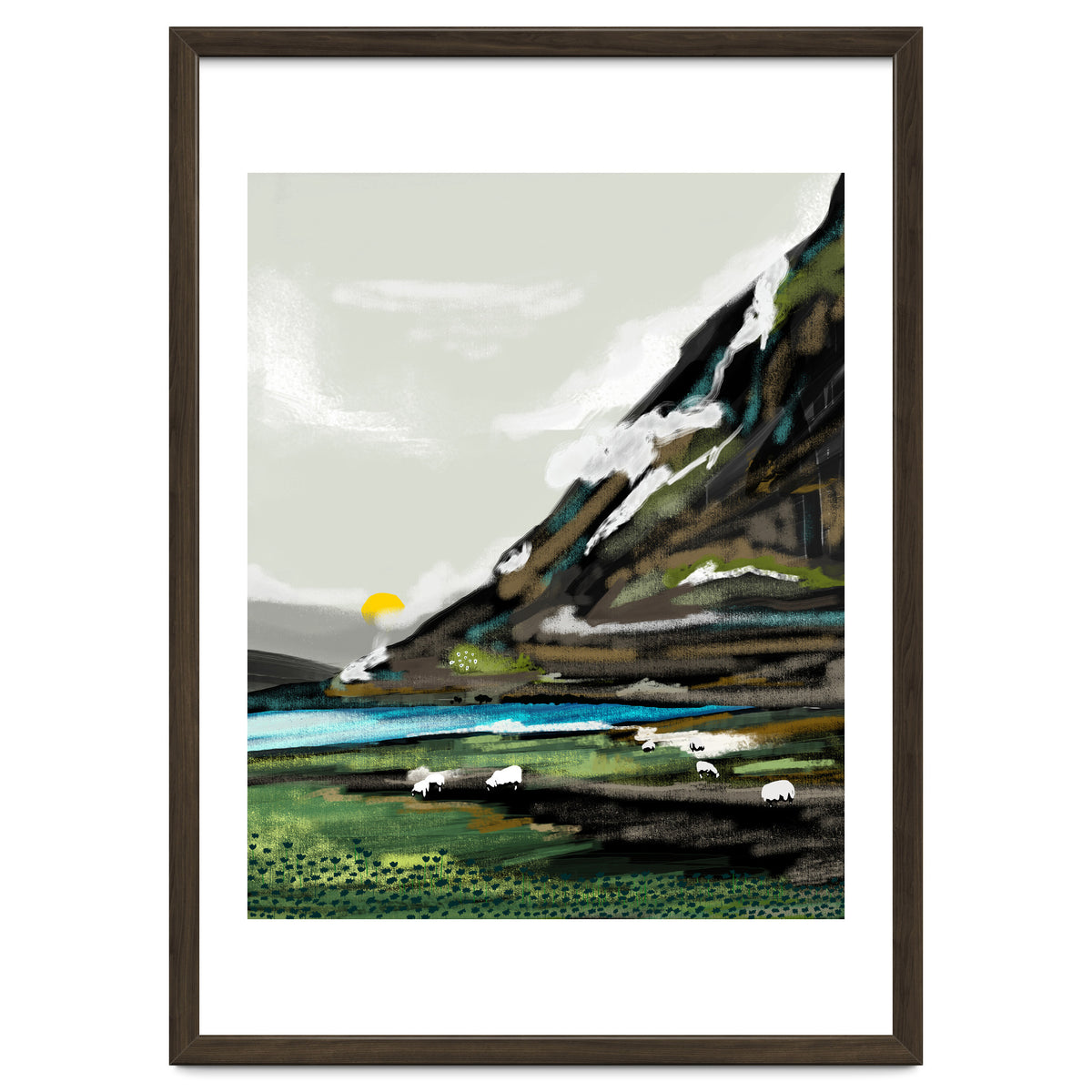 Graze, Cattle Nature Landscape Painting, Mountains Wild Adventure Cows, Animals Grassland Bohemian