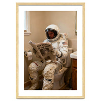 Retro AstronautReading Newspaper, Toilet Humor, Astronaut on Toilet