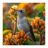 Hummingbird Perched On Orange Flowers (Print Only) thumbnail
