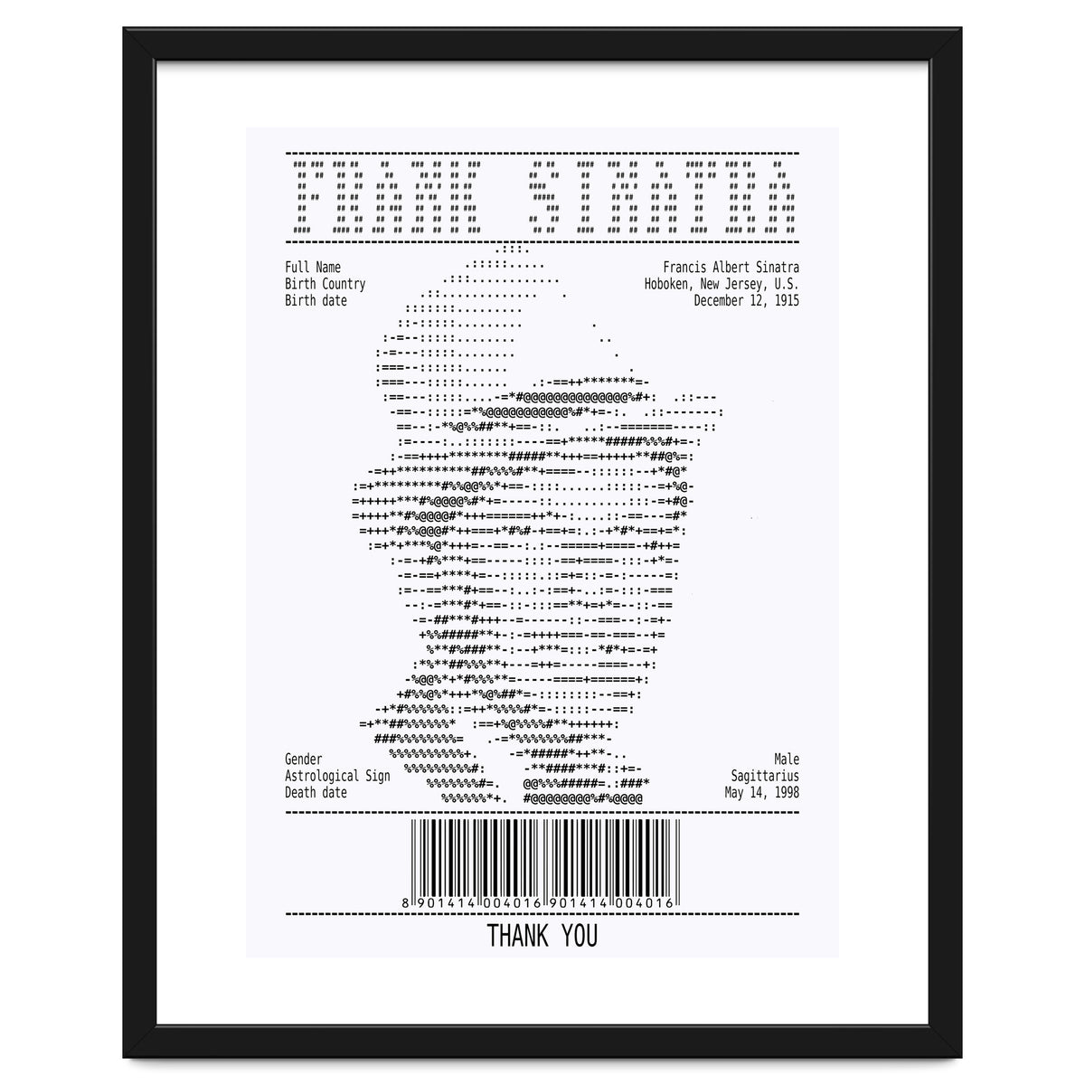 Receipt Art Frank Sinatra