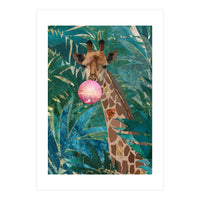 Giraffe blowing a bubble in the jungle (Print Only)
