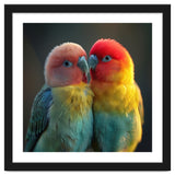 Lovebirds Perched Together Vivid Colors thumbnail