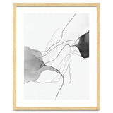 Abstract Black And White Flowing Lines And Shapes On White Background thumbnail