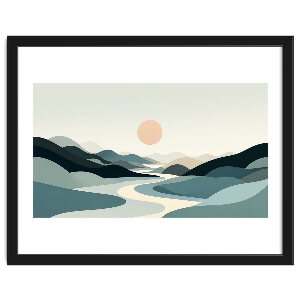 Serene Horizon: Minimalist Organic Landscape