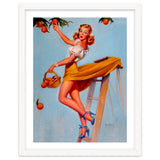 Pinup Sexy Woman Picking Oranges On A Tree Branch thumbnail