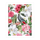 Vintage Cockatoo in Flower Jungle (Print Only) thumbnail