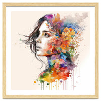 Quiet Muse In Watercolor Blooms