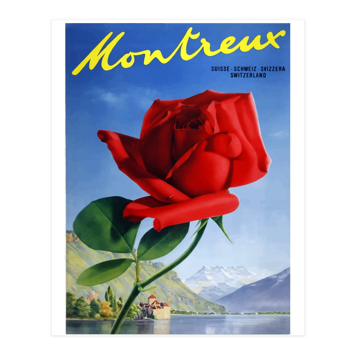 Red Rose on Montreux, Switzerland (Print Only)