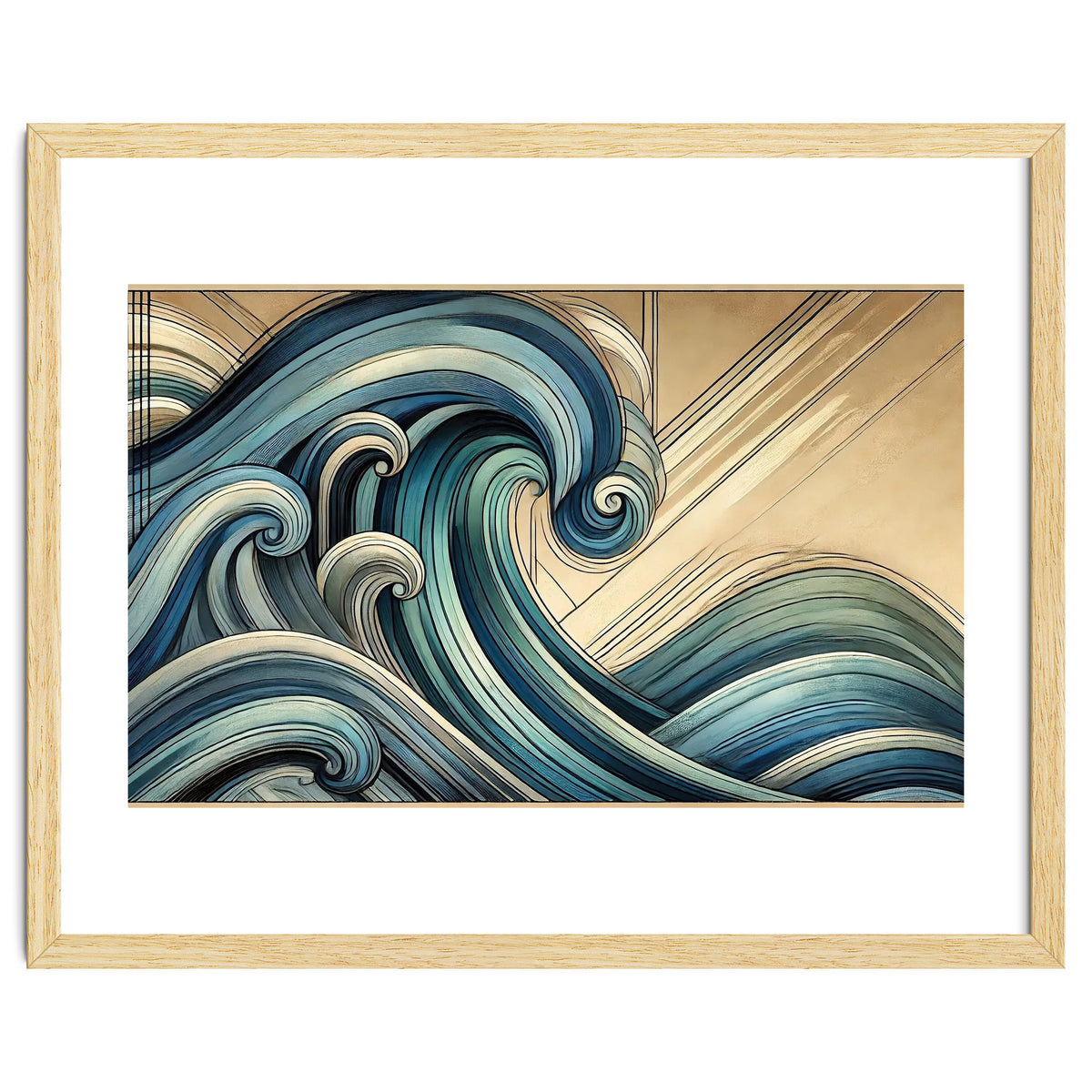 Art Deco Blue Ocean Waves