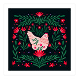 Blooming Chicken Green And Red (Print Only) thumbnail