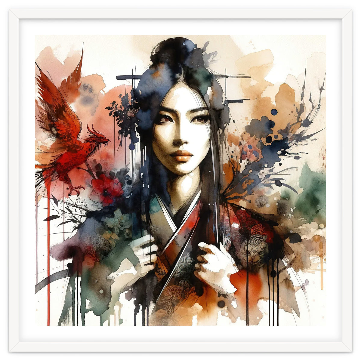 Phoenix Spirit Asian Warrior Portrait
