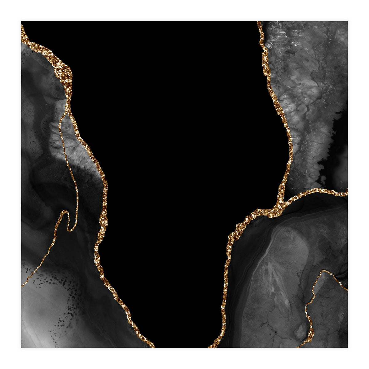 Black & Gold Agate Texture 03 (Print Only)