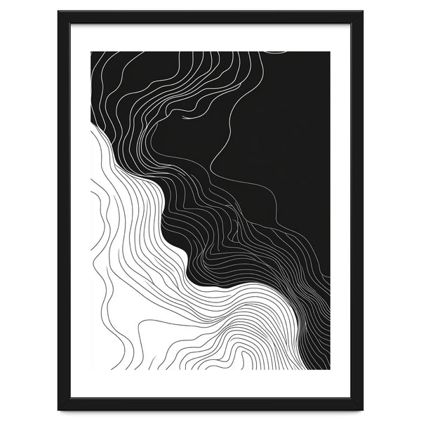 Abstract Black And White Wavy Lines Flowing