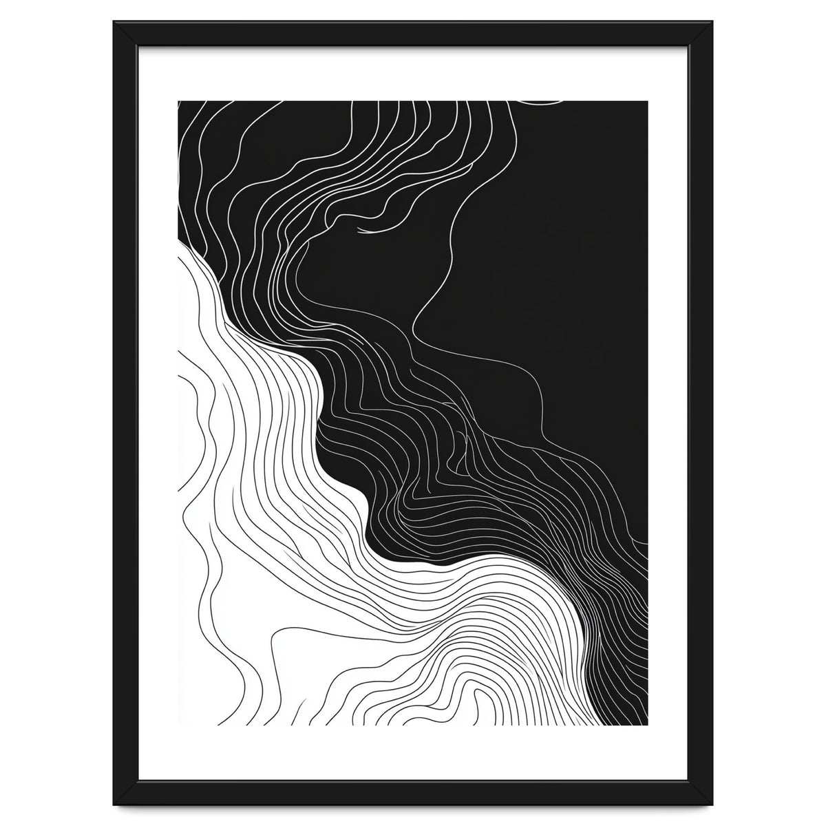 Abstract Black And White Wavy Lines Flowing