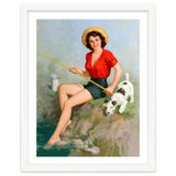 Pinup Girl Fishing With Her Dog thumbnail