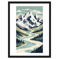 Majestic Alpine Peaks: Organic Modern Landscape Art