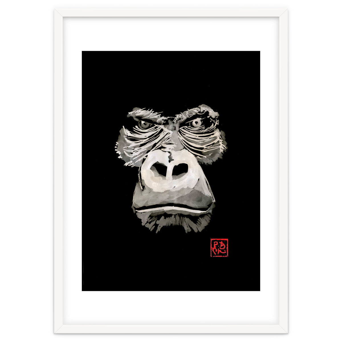 Angry Gorilla White In Black