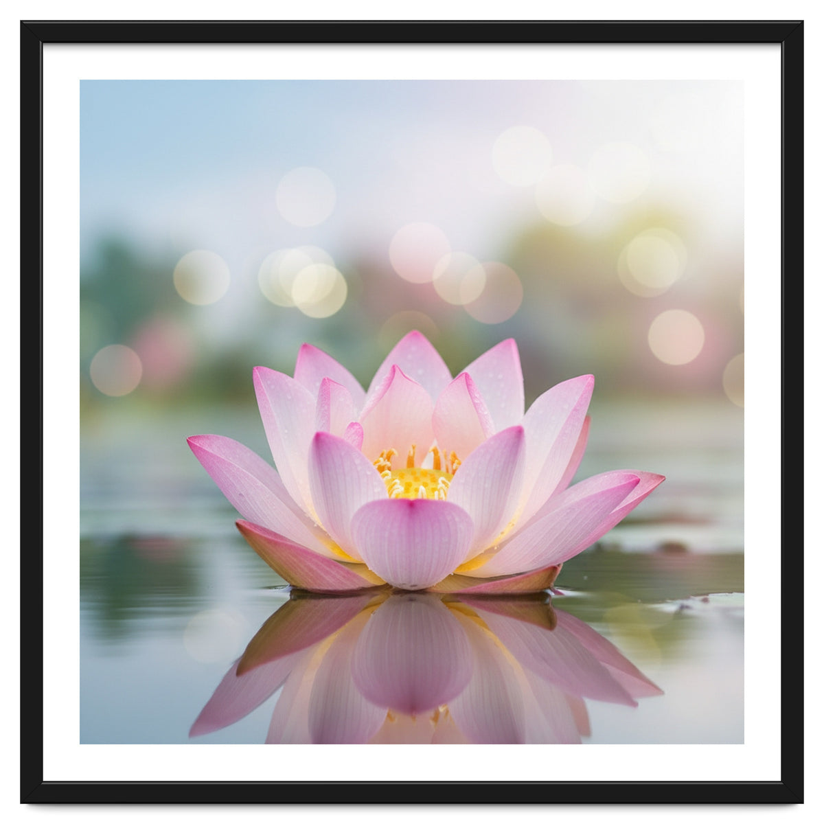 Ethereal Lotus Bloom: Serene Botanical Reflection