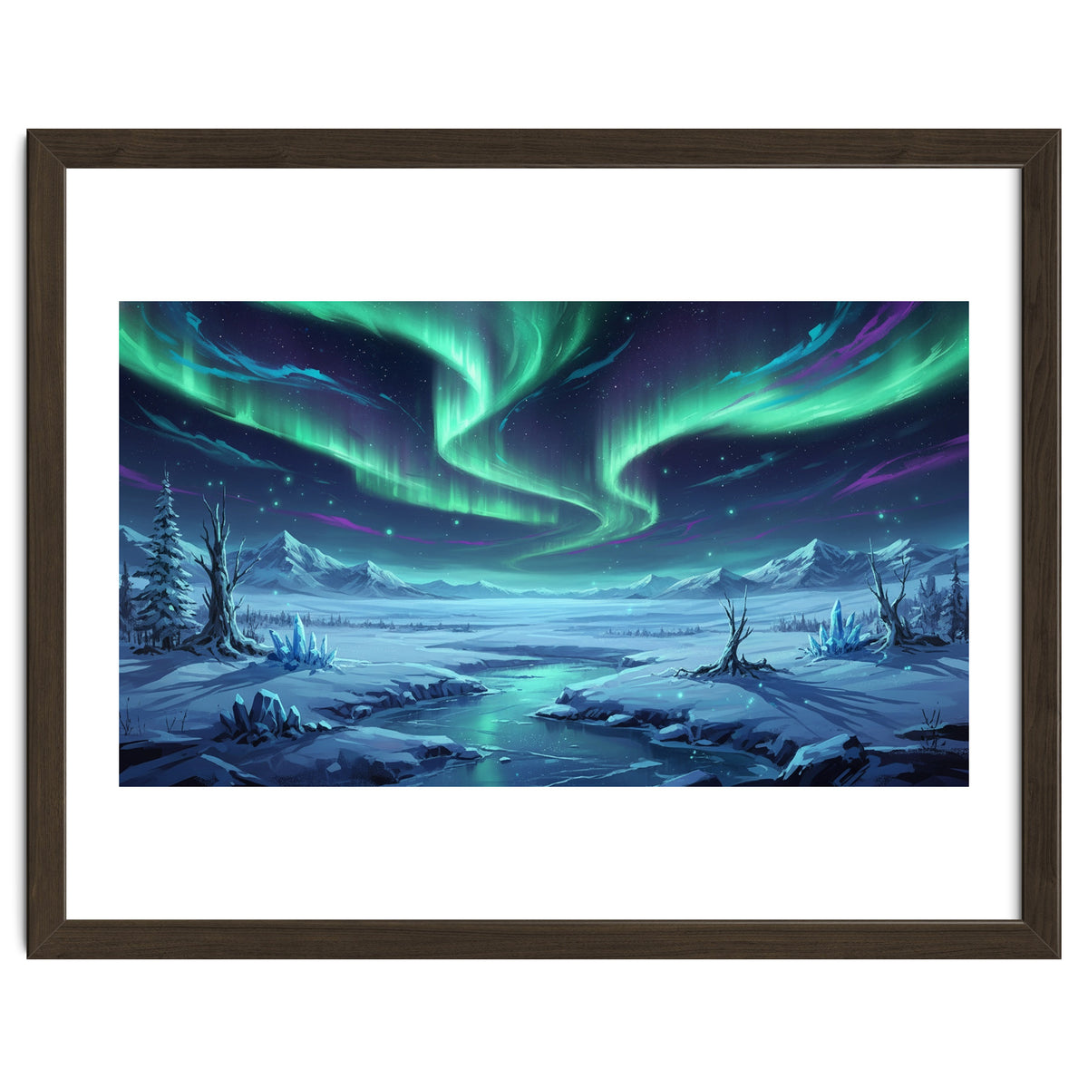 Arctic Glow: Northern Lights Winter Landscape