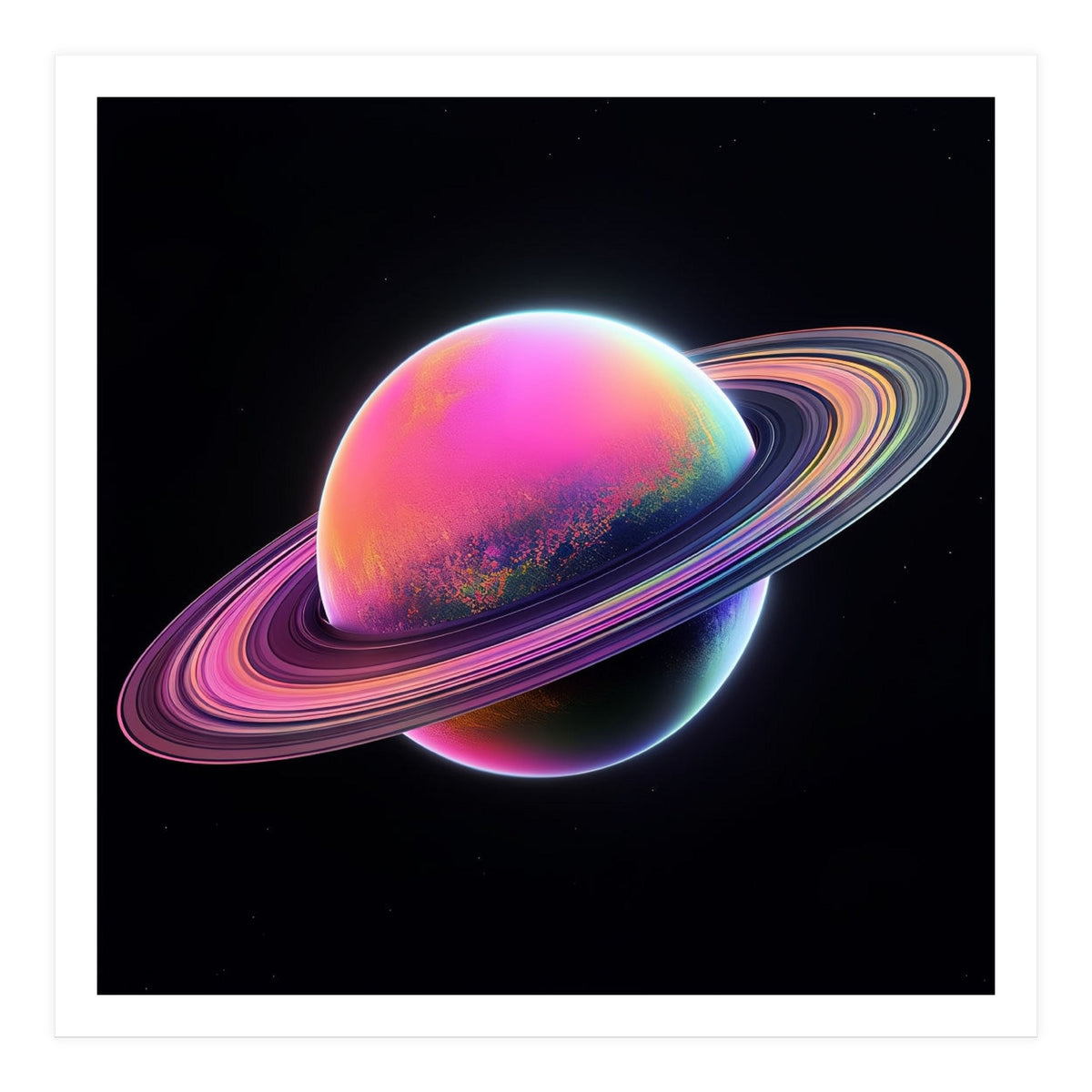 Neon Nebula Planet: Surreal Cosmic Illustration (Print Only)