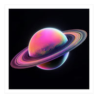 Neon Nebula Planet: Surreal Cosmic Illustration (Print Only)