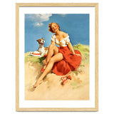 Sexy Pinup Girl On The Beach With Her Dog thumbnail