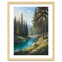 Serene Alpine Forest River Landscape