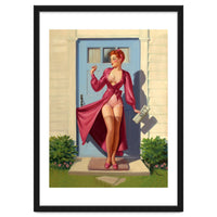 Pinup Girl With Accident At Her Door