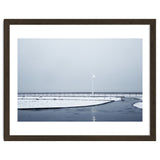 Street light turned on the winter snow street thumbnail