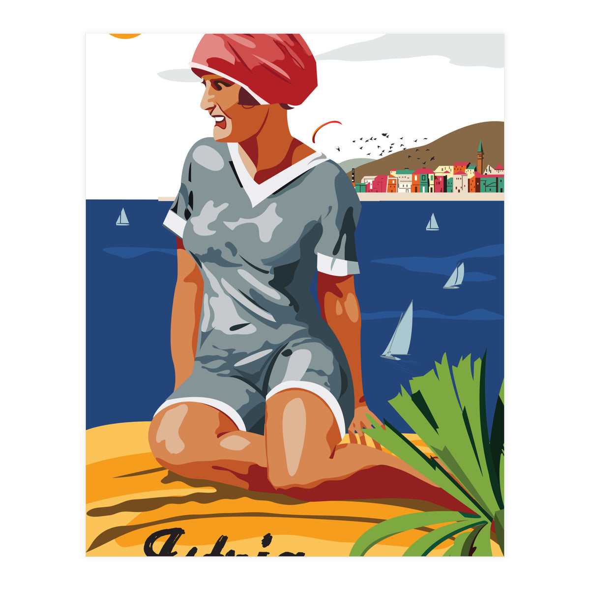 Istria, Swimmer on the Beach (Print Only)