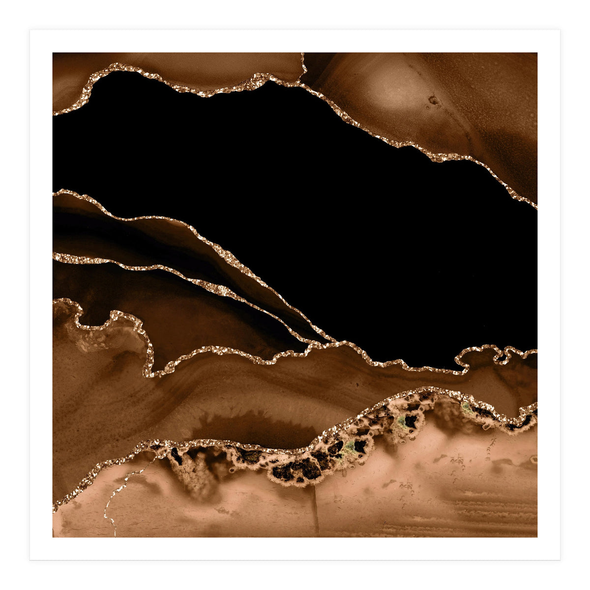 Brown & Gold Agate Texture 14 (Print Only)