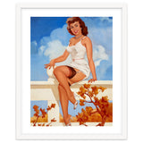 Beautiful Pinup Girl Posing On A Fence thumbnail