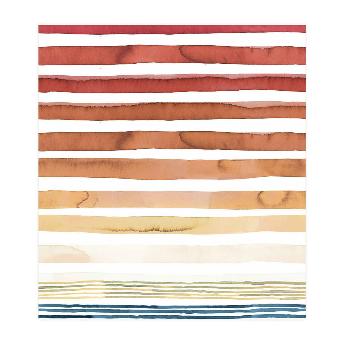 Watercolour Sunset Stripes Orange (Print Only)