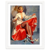 Pinup Girl Playing With Two Little Cats thumbnail