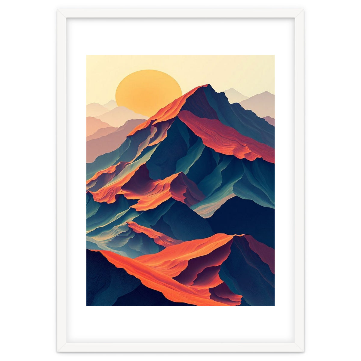 Dramatic Abstract Mountain Sunset Art